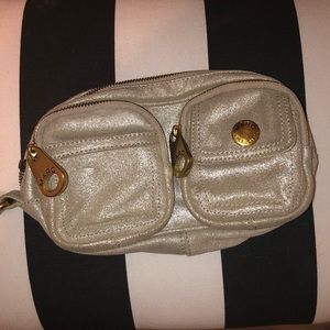 Marc Jacobs gold suede wristlet